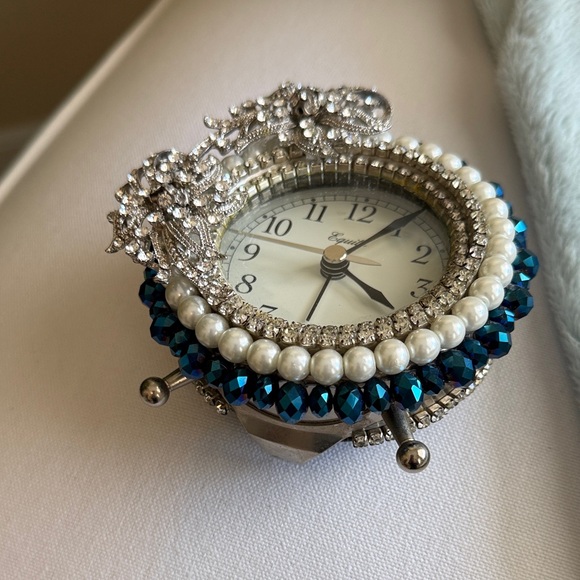 Silver and Blue Decorative Clock - Picture 6 of 7